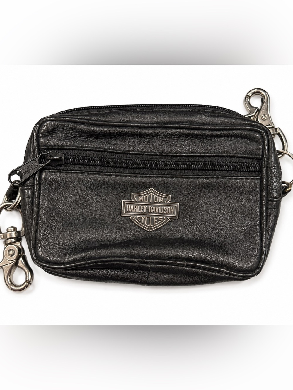 🔥 Vintage Harley-Davidson Genuine Leather Belt Wallet Key Clip Y2K